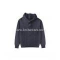 Men's Shawl Collar Sweater Button Cable Knit Pullover